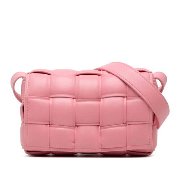 BOTTEGA VENETA Pink Leather Intrecciato Shoulder Bag